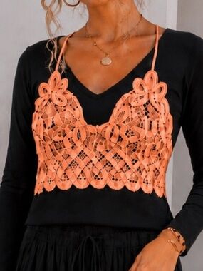 Zenana 1X Orange 3X Crochet Lace Camisole Bralette